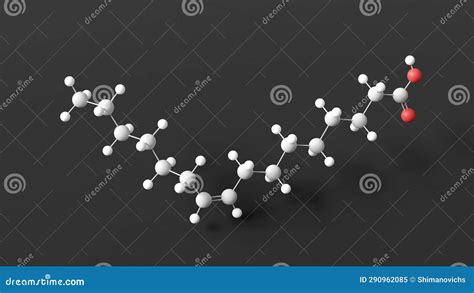 Palmitoleic Acid Molecule, Molecular Structure, Omega-7, Ball and Stick ...