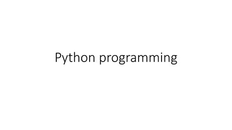 Python Programming 2nd Ppt