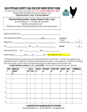 Fillable Online 2022Poultry Show Entry Form Copy Fax Email Print