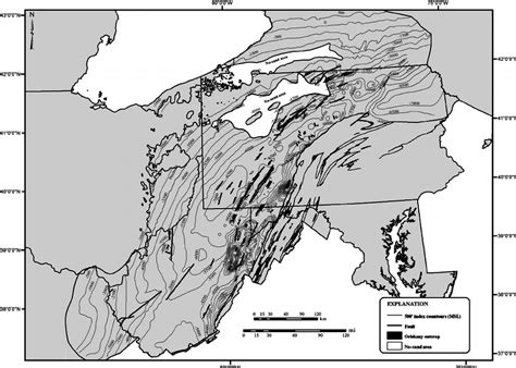 Structure Contour Map Of The Oriskany Sandstone In The Appalachian