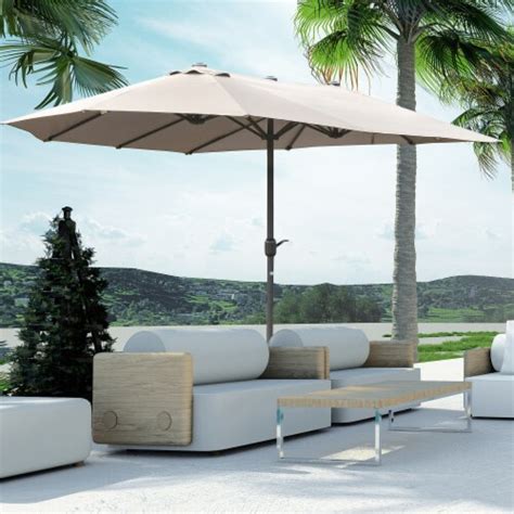 15' Outdoor Patio Umbrella Twin Canopy Sunshade Market Shade w/ Crank ...