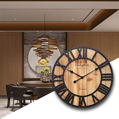 Westzytturm Inch Farmhouse Wooden Clock Large Rustic Wood Wall Clock