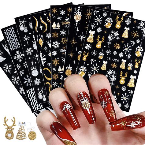 Blatt Nagelsticker Weihnachten Nagelaufkleber Selbstklebend Goldelch