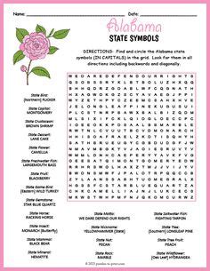 Us State Symbols Word Search Puzzle Worksheets Ideas State Symbols