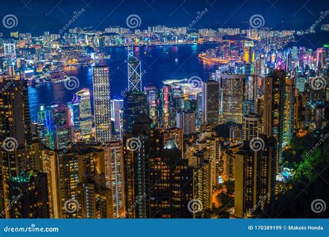 Hong Kong Night View Seen from Victoria Peak Stock Image - Image of ...