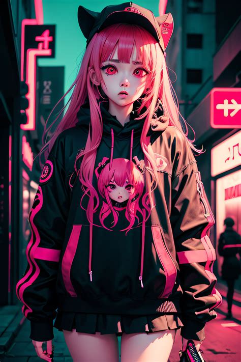 Anime Phonk Girl Horror Album Cover With Neon Red Colors Seaart Ai