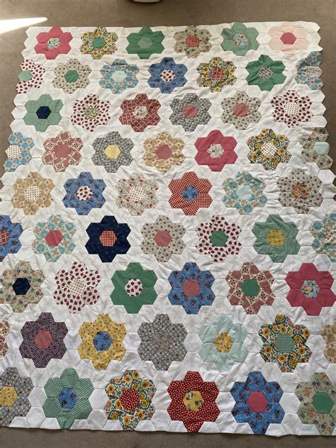 Grandmother’s Flower Garden Quilt Like Grandma Used To Make Susies