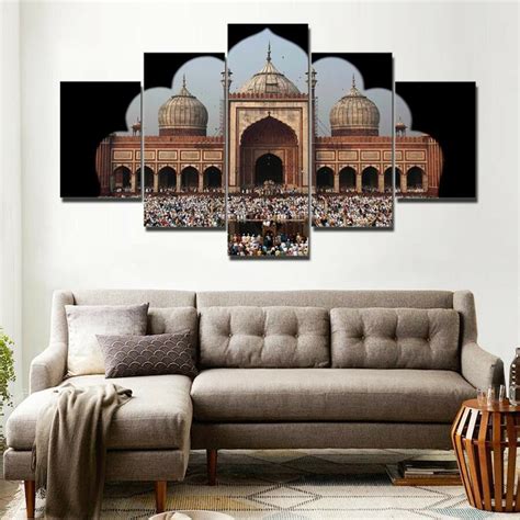 Jama Masjid Eid Mubarak Wall Art Canvas Decor Printing Pencil Canvas