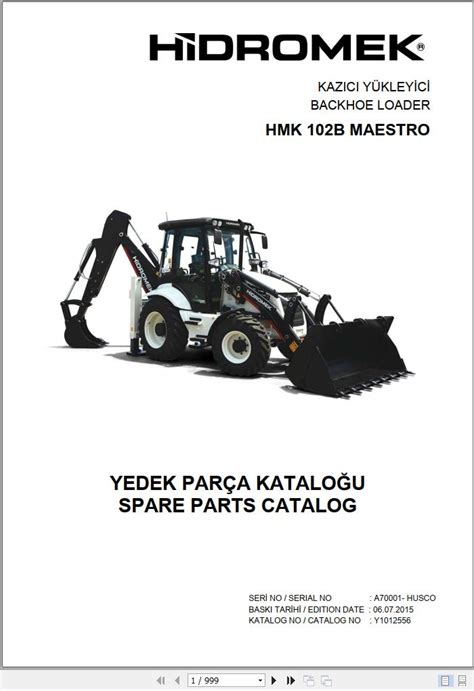 Hidromek Backhoe Loader Hmk B Maestro Spare Parts Catalog A