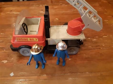 PLAYMOBIL VINTAGE POMPIER camion grande échelle set 3236 A de 1976 EUR