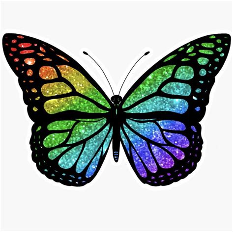 Rainbow Sparkle Butterfly Sticker For Sale By Alycialackey