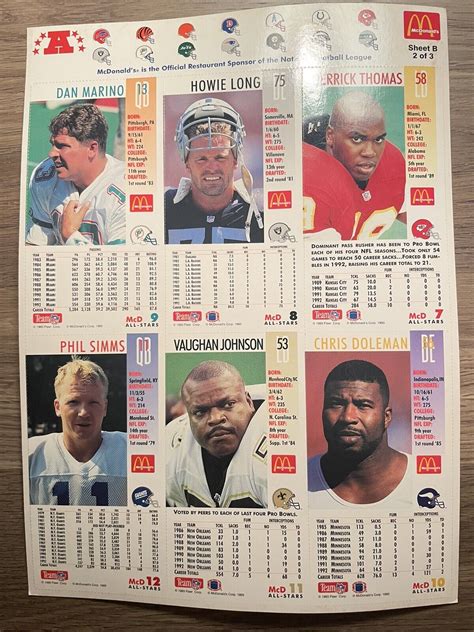 S Vintage Football Lot Uncut Sheets Proline Cards