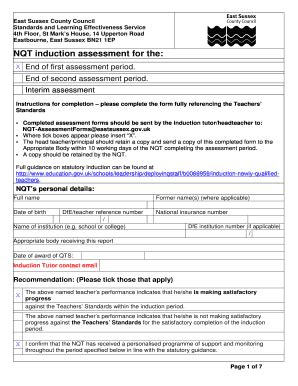 Fillable Online Example Assessment Form Secondary Czone East Sussex