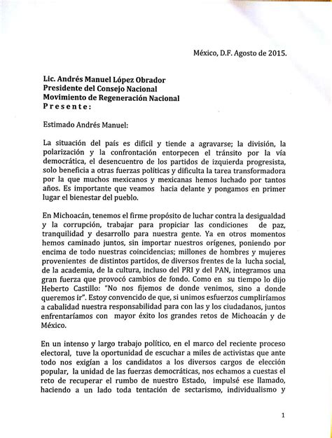 El Águila Del RÍo Lerma Carta Del Gobernador Electo A Andrés Manuel López Obrador