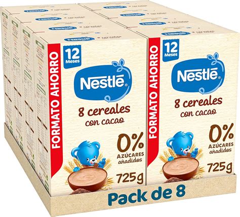 Pack 8 paquetes Papilla Nestlé 8 cereales con cacao Michollo