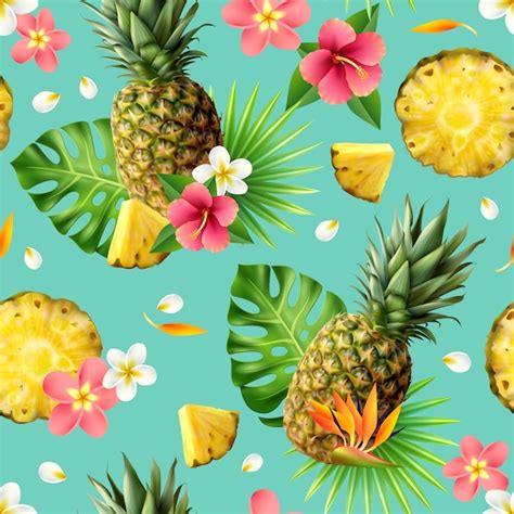 Free Vector Realistic Pineapple Seamless Pattern