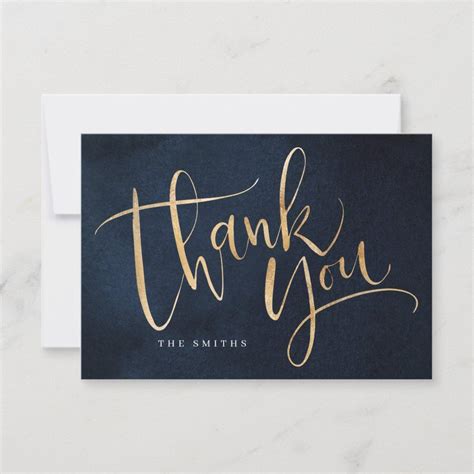 Navy And Gold Simple Modern Calligraphy Thank You Card Zazzle ラッピング