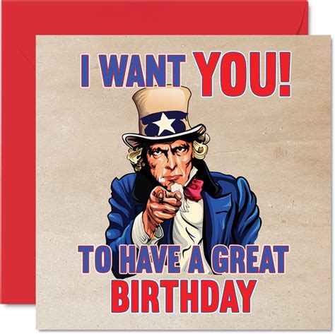 Amazon Fun Birthday Cards For Men Women Uncle Sam USA Army