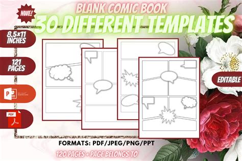 Blank Comic Book Template Graphic Novel Gráfico Por Super Interior