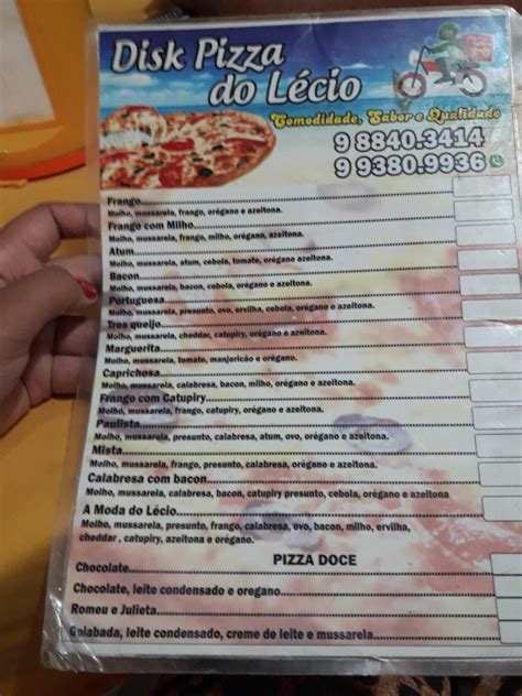 Menu em Pizzaria do Lécio Ilha de Itamaracá