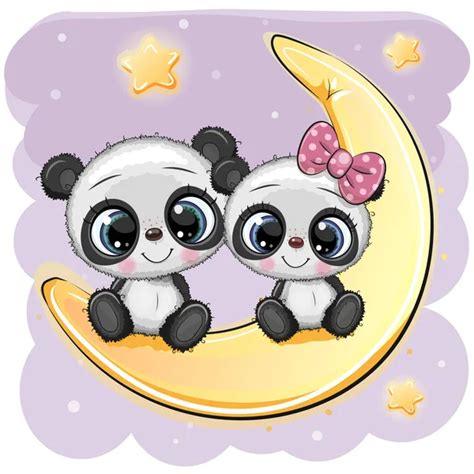 Two Cute Bears On The Moon Stock Vector Reginast777 130570510