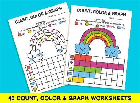 40 Count Color And Graph Worksheets Count And Graph Shapes Worksheets