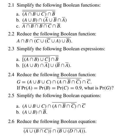 Solved 2 1 Simplify The Following Boolean Functions 2 2