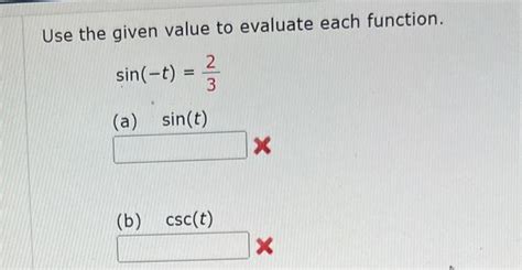 Solved Use The Given Value To Evaluate Each Function Chegg