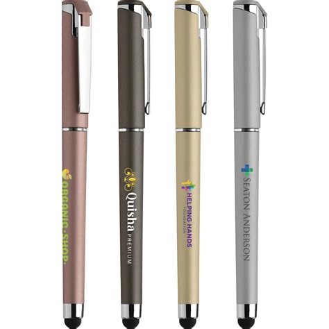 Imprinted Islander Softy Metallic Gel Pens With Stylus Full Color Logo