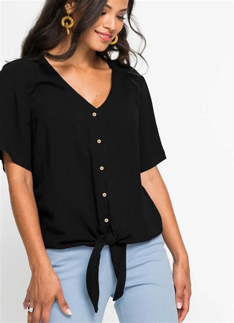 Blusa Preta Em Malha De Viscose Bonprix