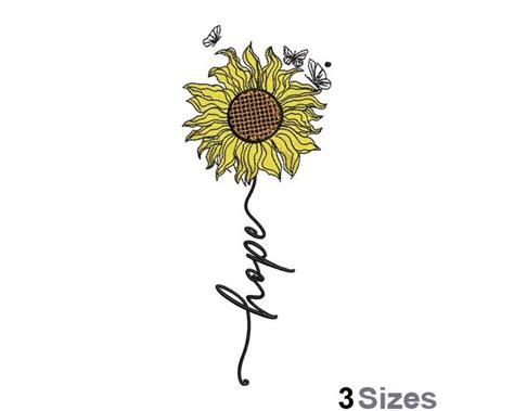 Sunflower Hope Machine Embroidery Design 3 Sizes Spring Butterflies