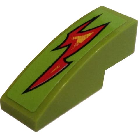 LEGO Slope 1 X 3 Curved With Flame Bolt Right Sticker 50950 Brick