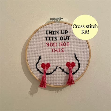Pink Tits And Tassels Cross Stitch Kit Funny Rude Offensive Etsy