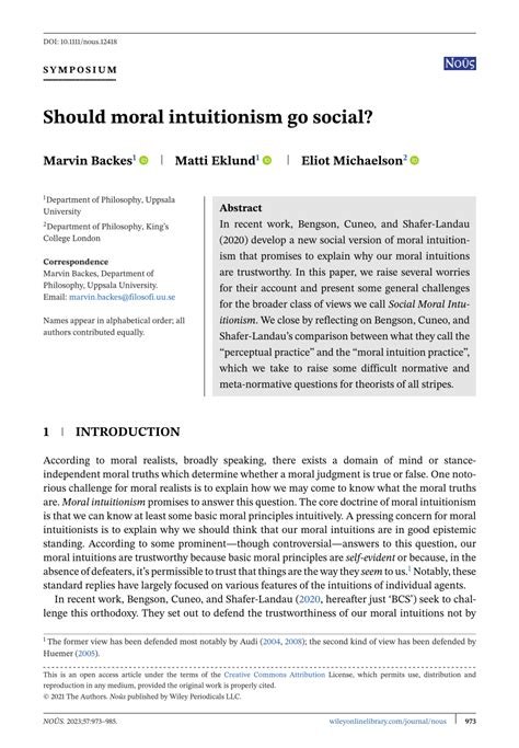 (PDF) Should moral intuitionism go social?