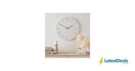 Distressed Wooden 60cm Clock Cream £20 At Dunelm