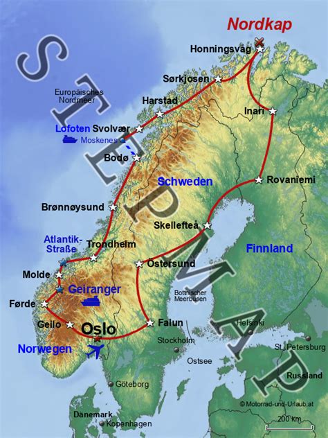 Stepmap Nordkap Selbstfahrer Gruppe Ab Landkarte F R Skandinavien