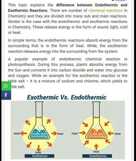 Difference Between Exothermic And Endothermic Reaction Science Chemical Reactions And