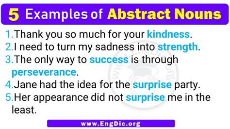 5 Examples Of Abstract Nouns In Sentences Engdic