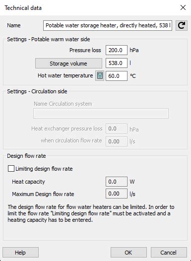 Details On Component Data For Potable Water Heater Knowledge Base