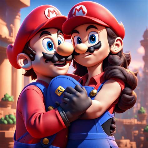 Sonic Hugging Mario And Putting Her Hand In His Chest Cute Ai