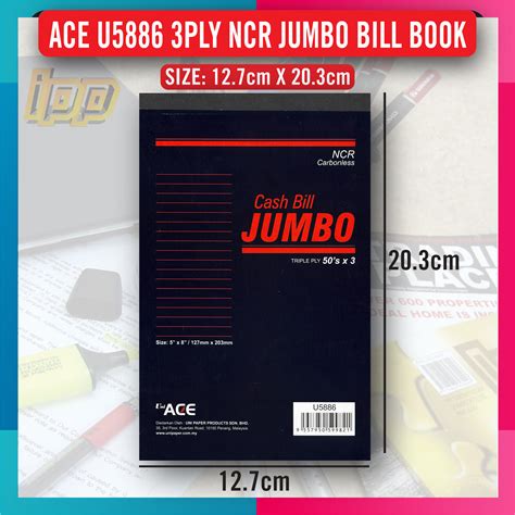 Uni Ace Jumbo Cash Bill Book Ncr Ply Cm X Cm Buku Bil Tunai