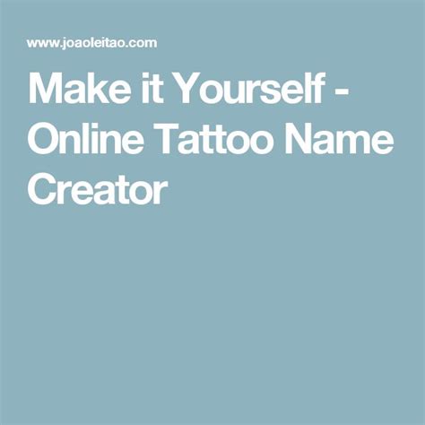 Make It Yourself Online Tattoo Name Creator Name Tattoos Name