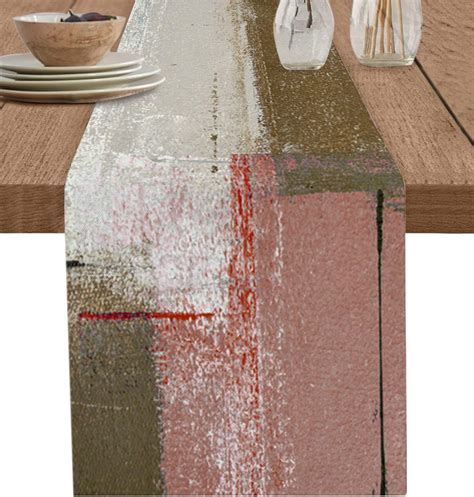 Amazon Table Runner Pink Brown Abstract Painting Table Runners