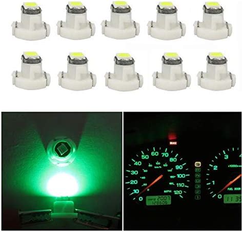 WLJH 10x Green T3 Neo Wedge Led 3030 SMD Chip 8mm Base Car Instrument