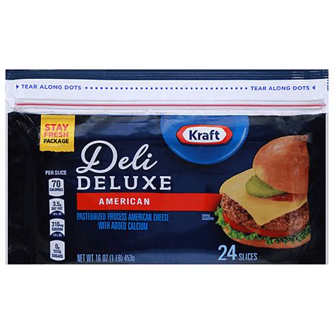 Kraft Cheese, Slices, American, Deli Deluxe 16 oz | Packaged | Market ...