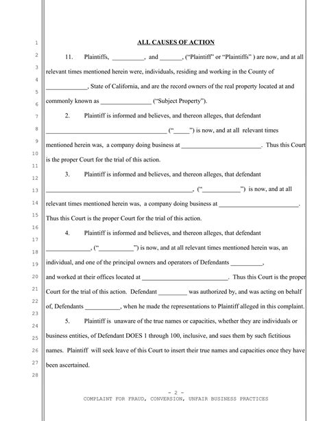 Sample California Complaint For Unfair Business Practices Pdf