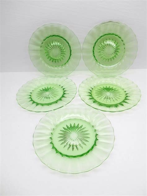 Vintage Heisey Green Depression Glass Plates