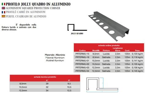 Profilo Jolly Quadro In Alluminio Lucido Cromato Articoli Ferramenta