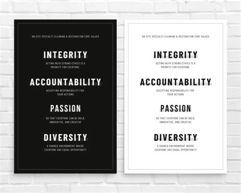 Personalized Core Values Wall Art Print Poster Motivational Quote