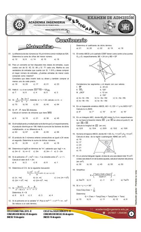 PDF Examen de Admisión Solucionario Examen UNCP Solucionario Examen